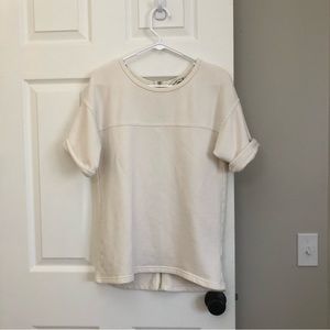 Abercrombie & Fitch Boyfriend Sweatshirt Tee in White Back Zip Sweater T-Shirt M